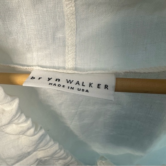 Bryn Walker Kia light linen adjustable drawstring open front vest in White small - Picture 9 of 11